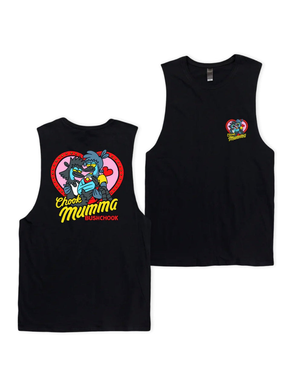 Bushchook Chook Mumma Cotton Muscle Tee Black