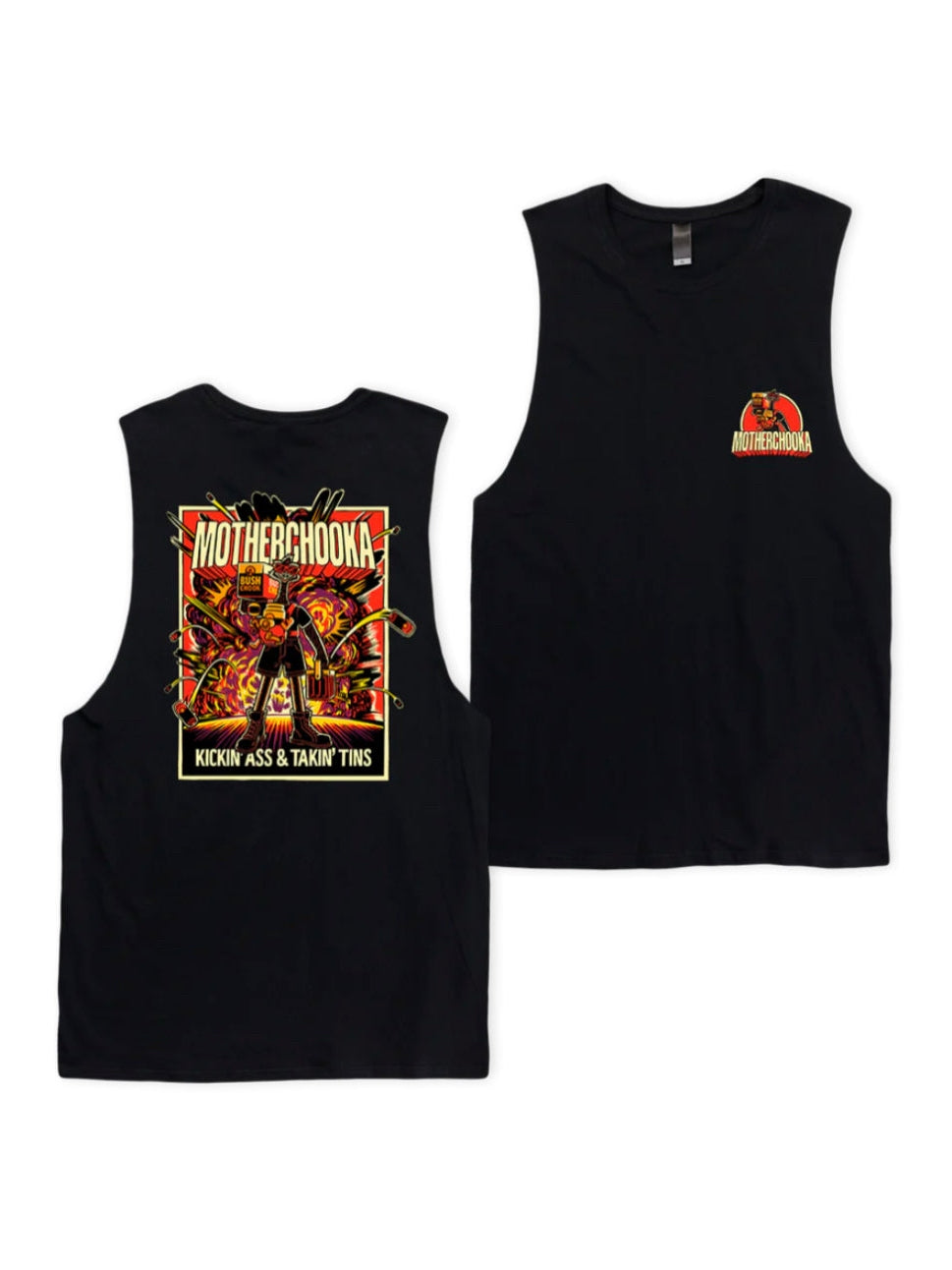 Bushchook Motherchooka Cotton Muscle Tee Black