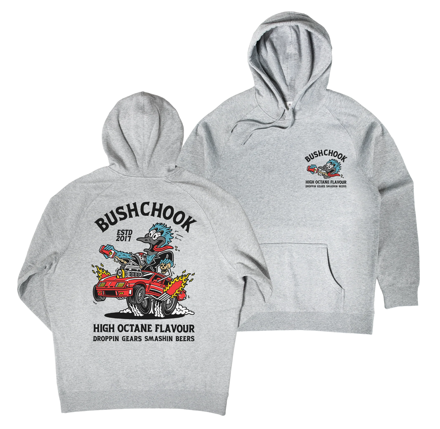 Bush Chook High Octane Hoodie Grey