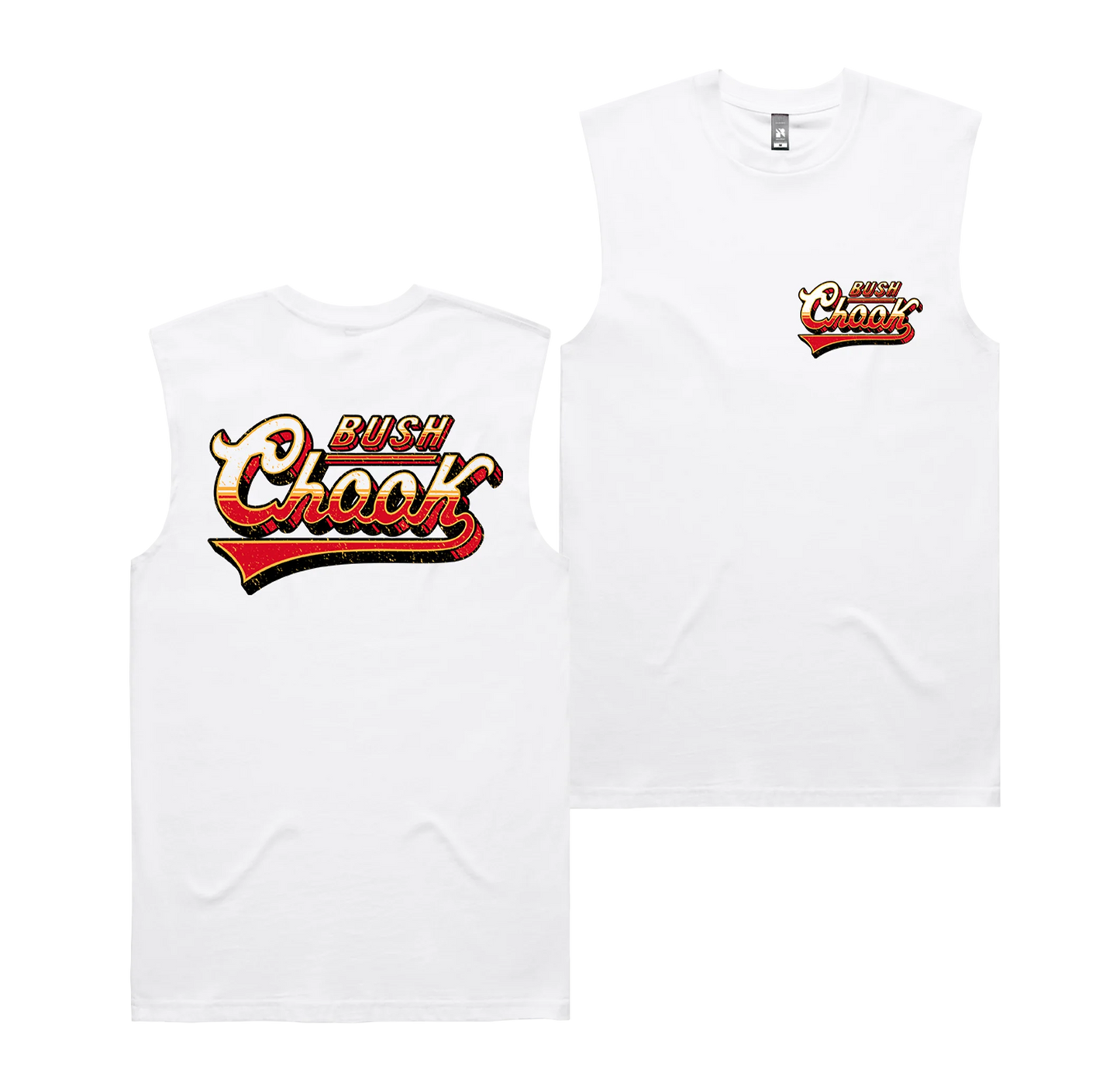 Bush Chook Old School Muscle Tee White