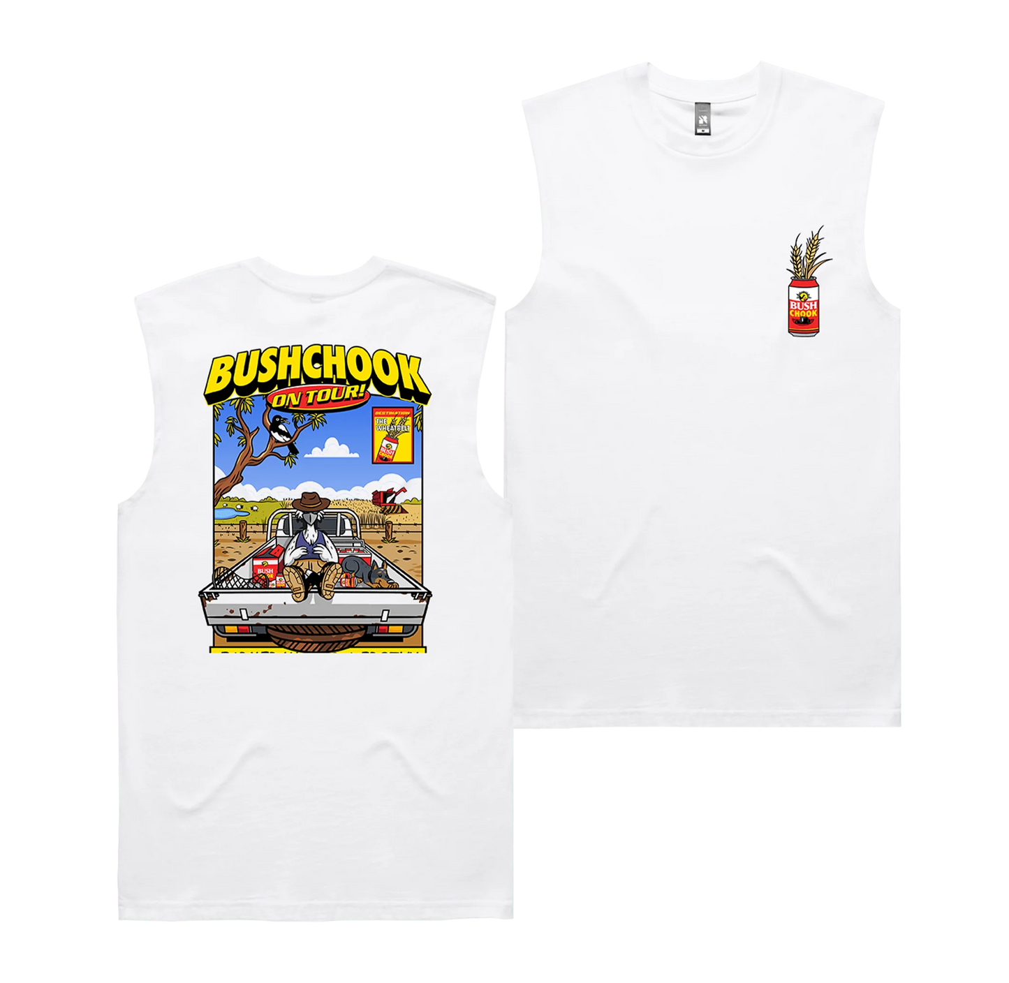 Bush Chook Chooks On Tour: Wheatbelt Muscle Tee White