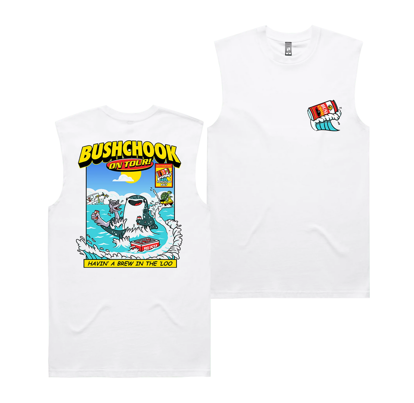 Bush Chook Chooks On Tour: Ningaloo Muscle Tee White