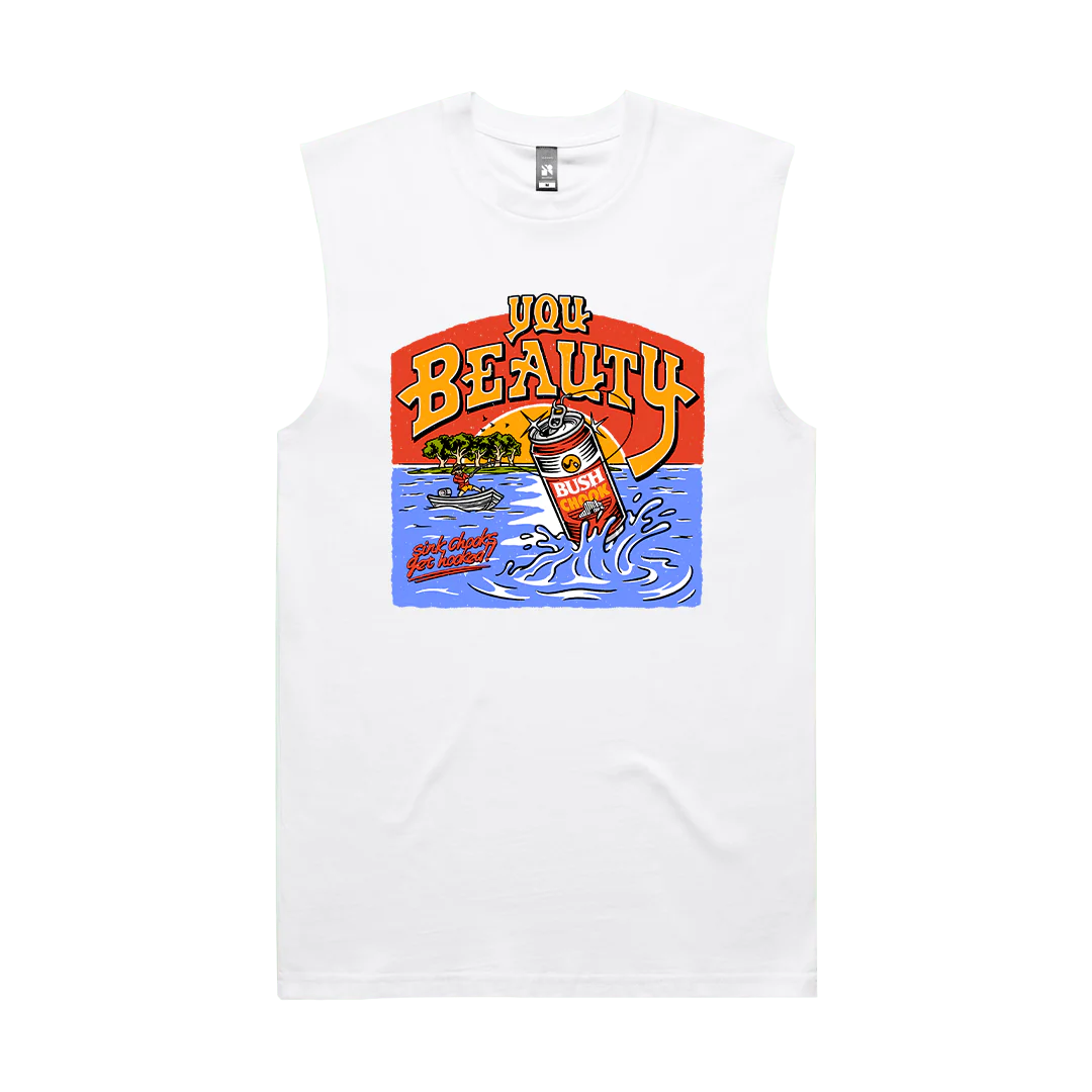 Bush Chook You Beauty Muscle Tee White