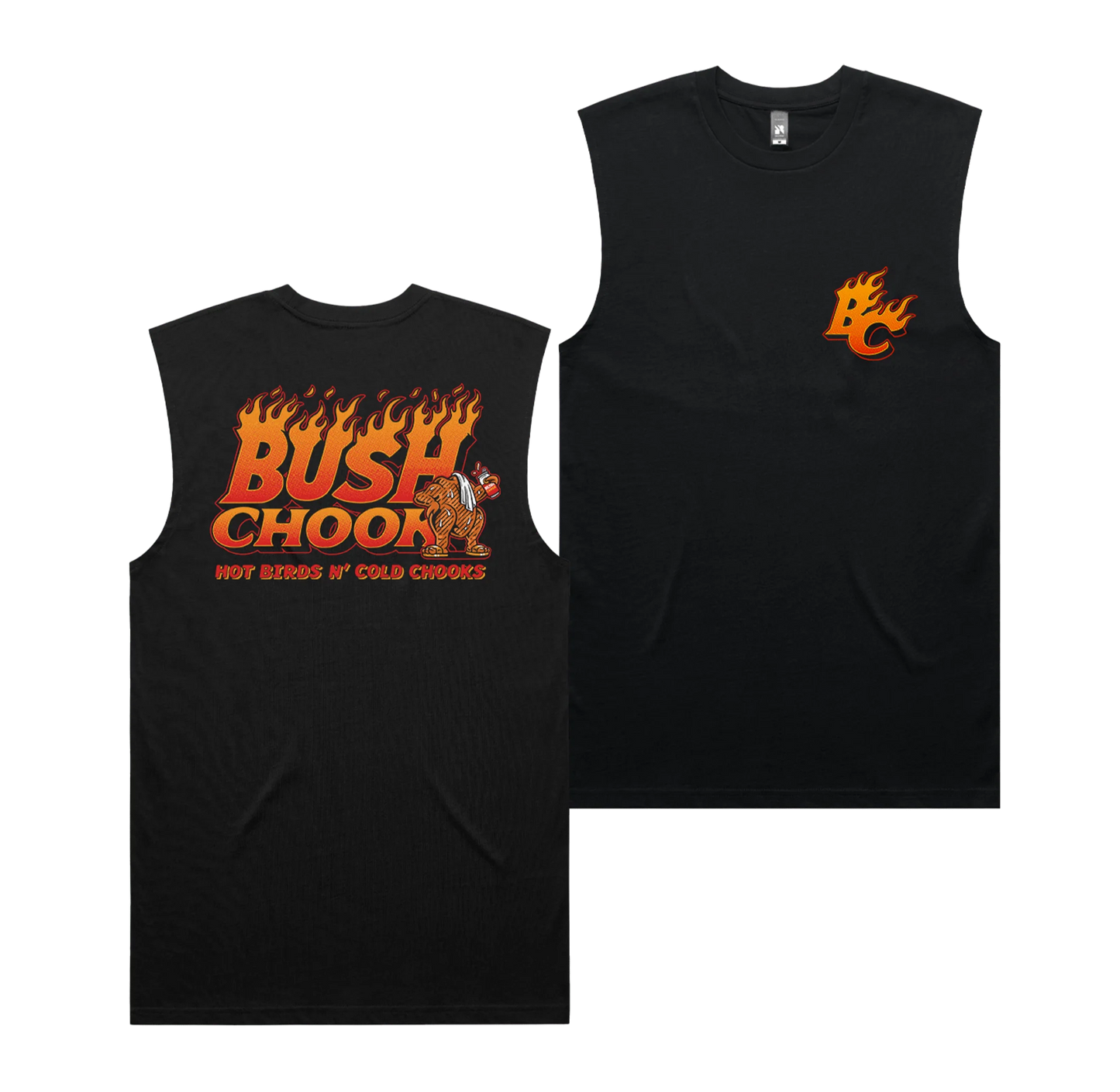 Bush Chook Hot Birds Muscle Tee Black