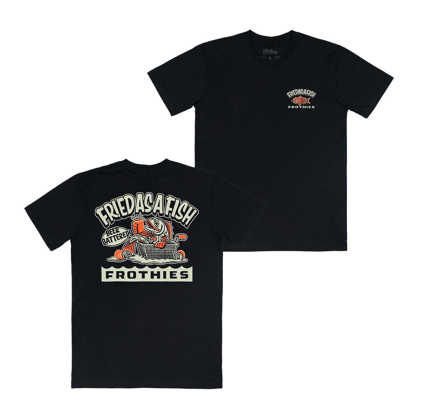 Frothies Fried As A Fish Tee Black