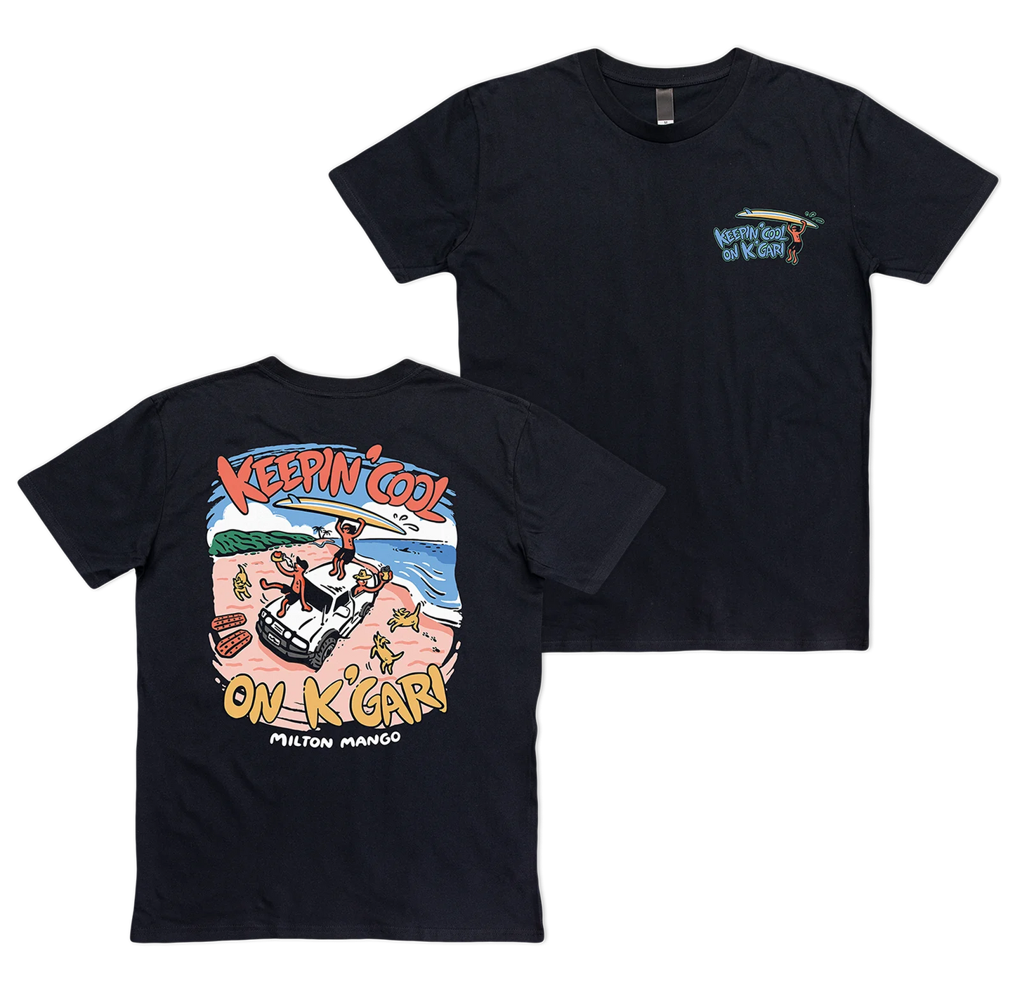 Milton Mango Keepin' Cool on K'Gari Tee Black