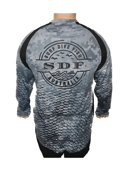 Grey camo digitec fish scale Fishing Shirt - UPF50+ Long Sleeve sun protection clothing