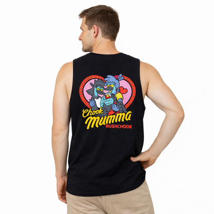 Bushchook Chook Mumma Cotton Muscle Tee Black