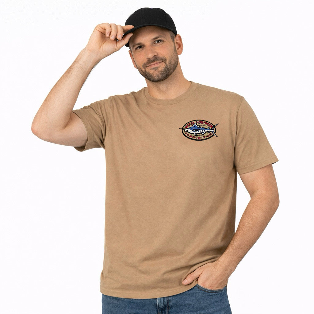 Sdf Fish Great Northern Angler Tee Tan – Surf Dive Fish Australia