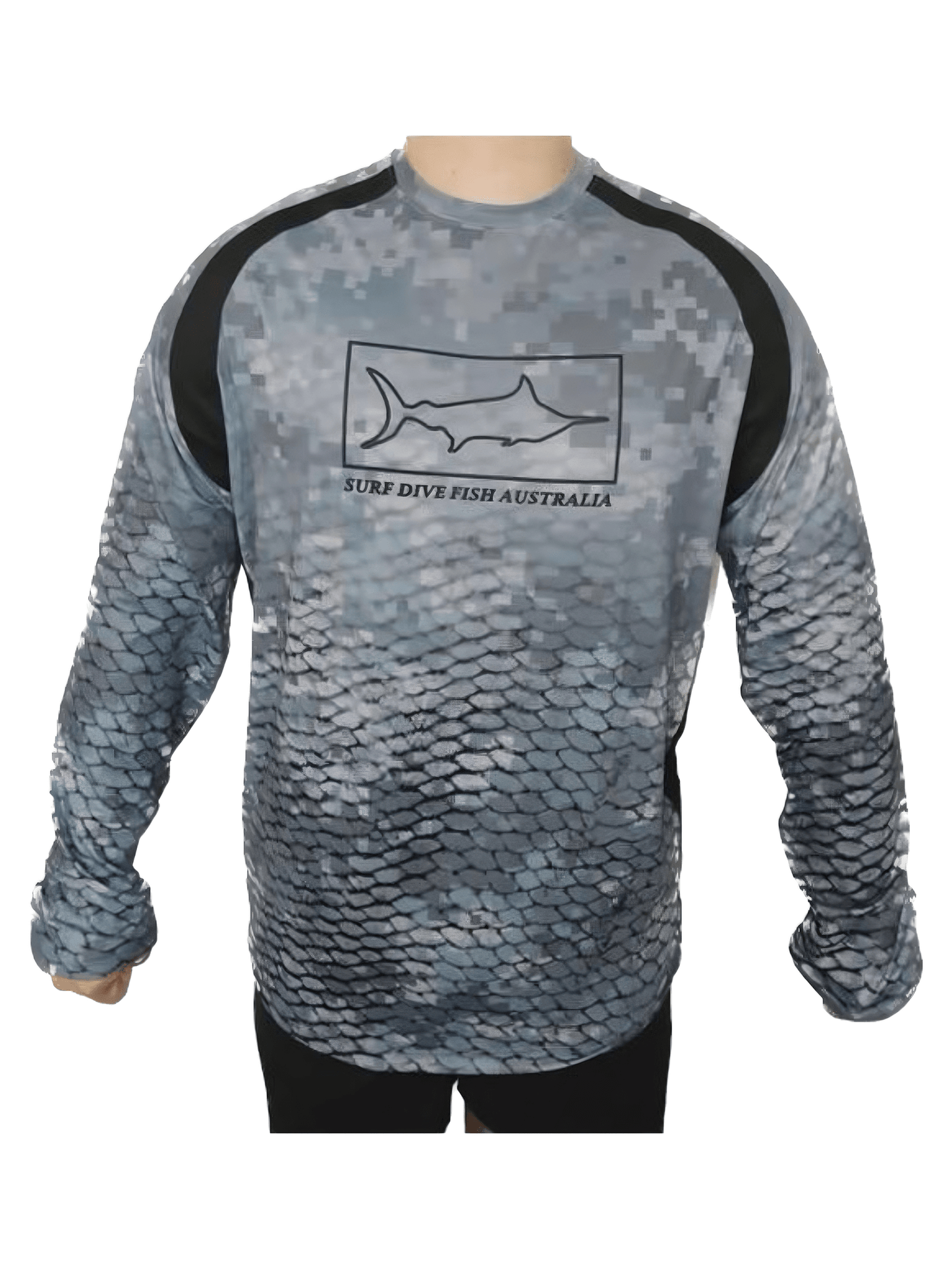 Grey camo digitec fish scale Fishing Shirt - UPF50+ Long Sleeve sun protection clothing