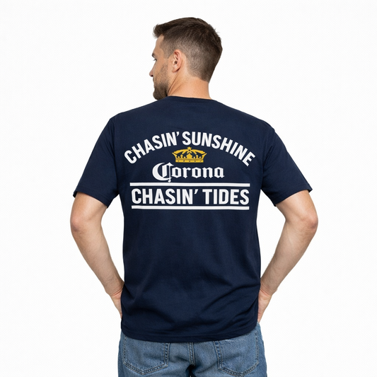 Corona Chasin' Tides chasing sunshine Navy T-shirt