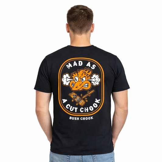 Bushchook Mad As A Cut Chook Tee Black