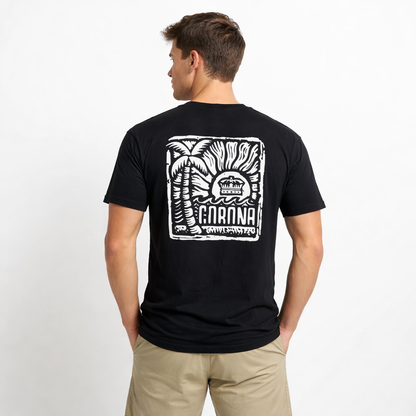 Corona Woodblock Tee Black