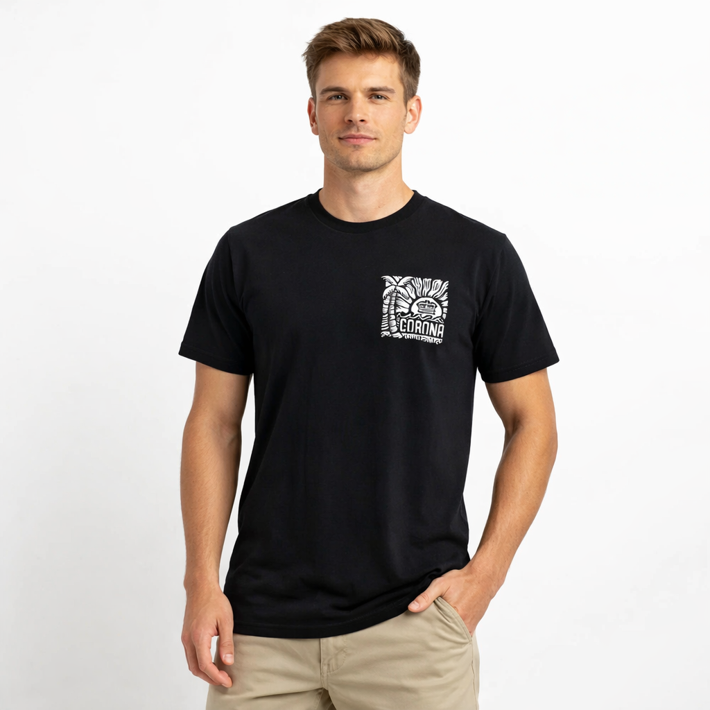 Corona Woodblock Tee Black