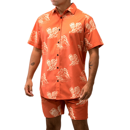 Bush Chook Terracotta Sunset Button-up