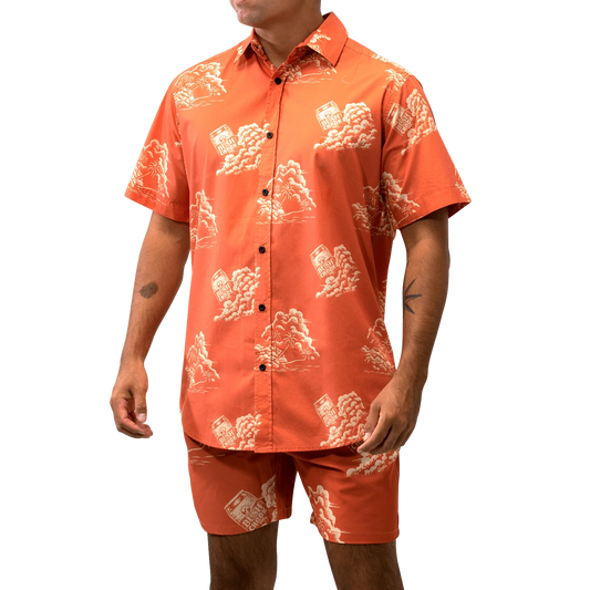 Bush Chook Terracotta Sunset Button-up