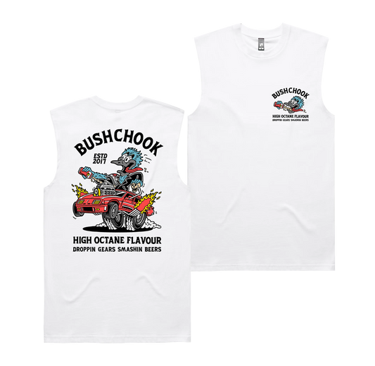 Bush Chook High Octane Muscle Tee White