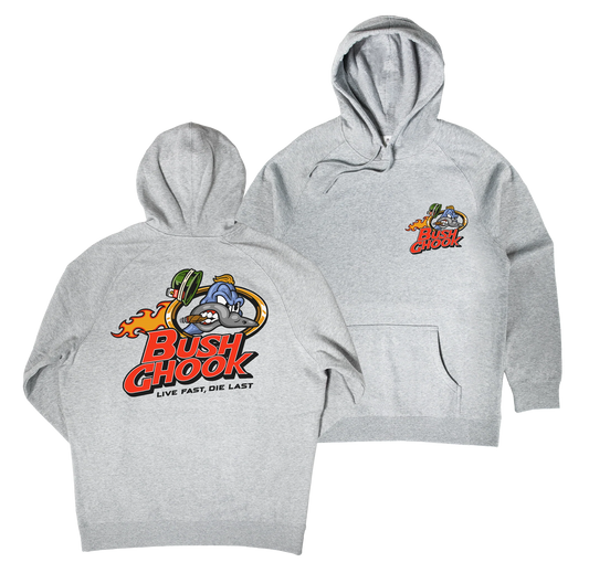 Bush Chook Brass Chook Hoodie Grey