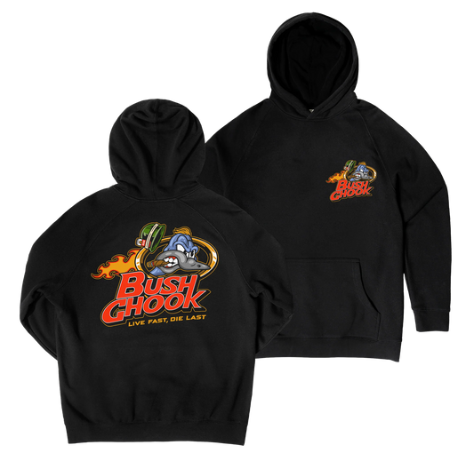 Bush Chook Brass Chook Hoodie Black