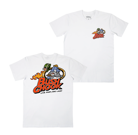 Bush Chook Brass Chook Tee White
