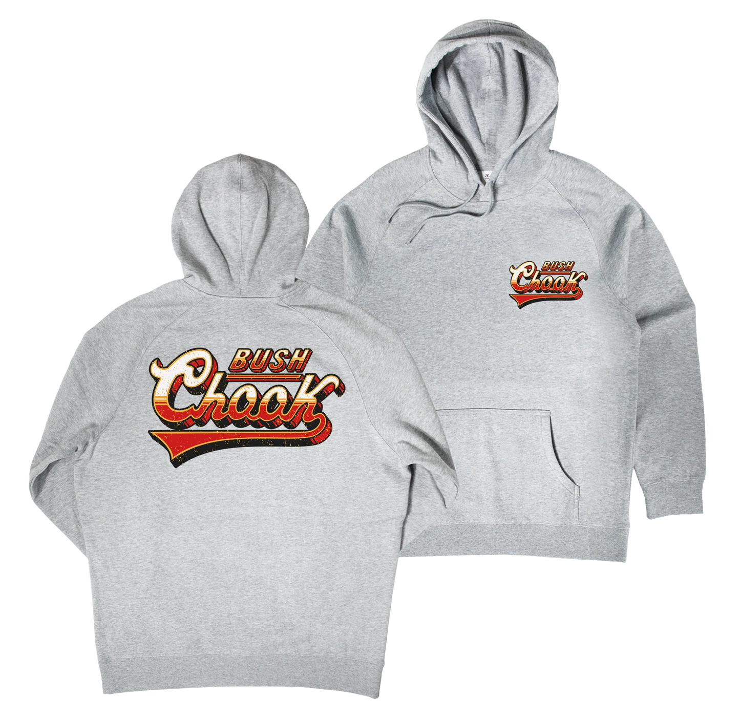 Bush Chook Old School Hoodie Grey