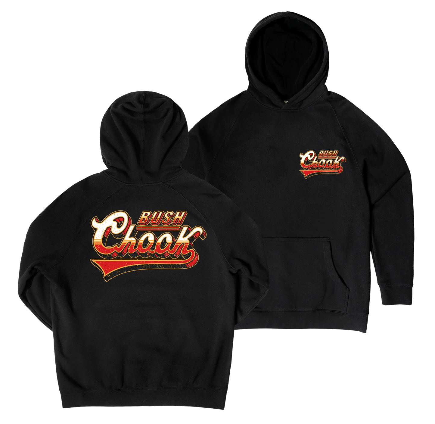 Bush Chook Old School Hoodie Black