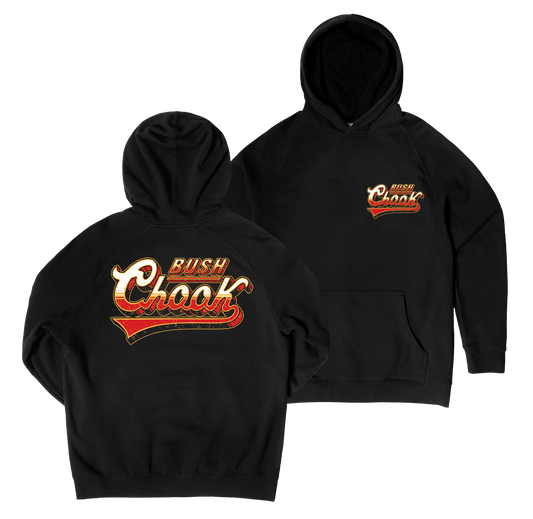 Bush Chook Old School Hoodie Black