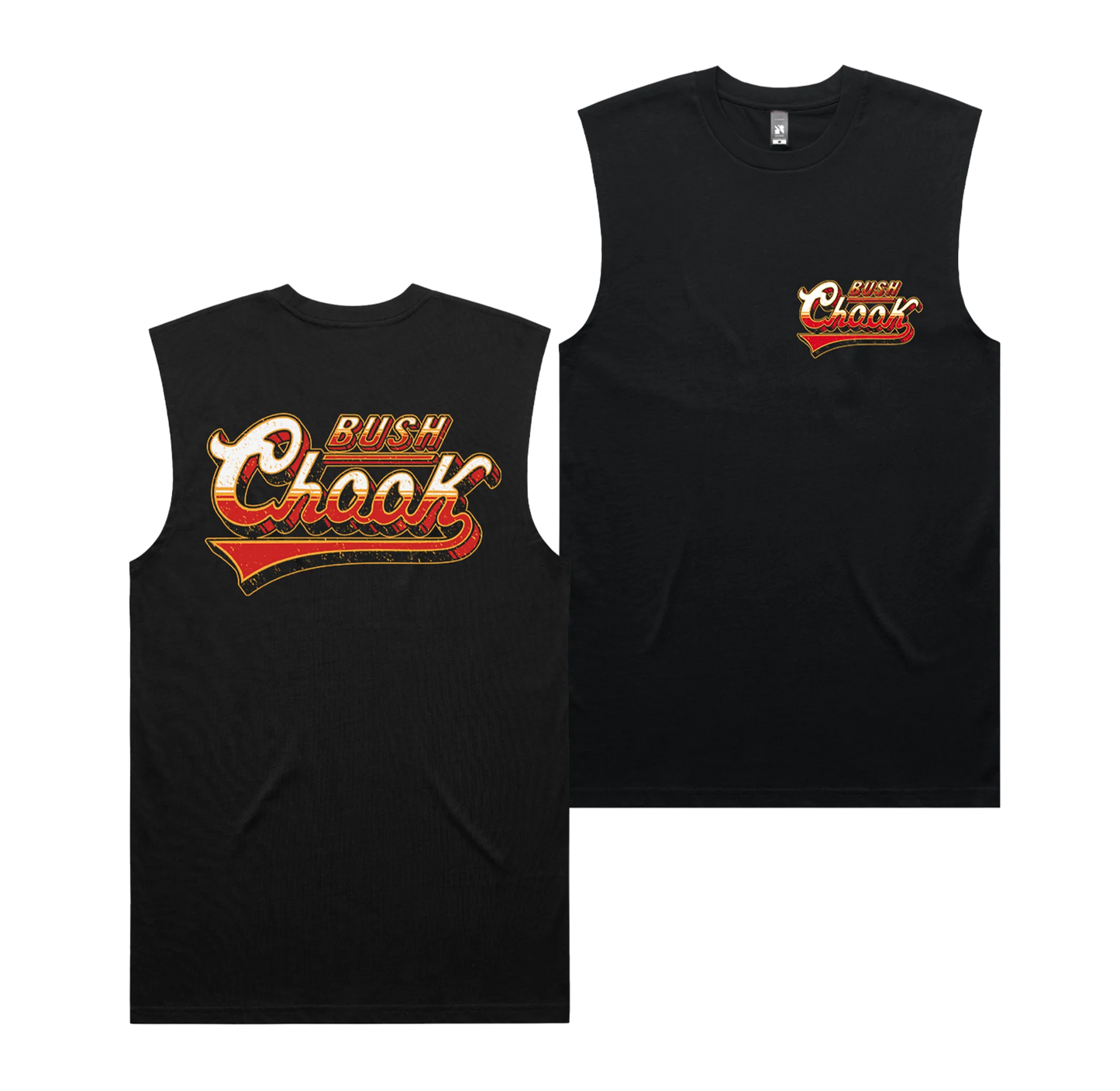 Bush Chook Old School Muscle Tee Black