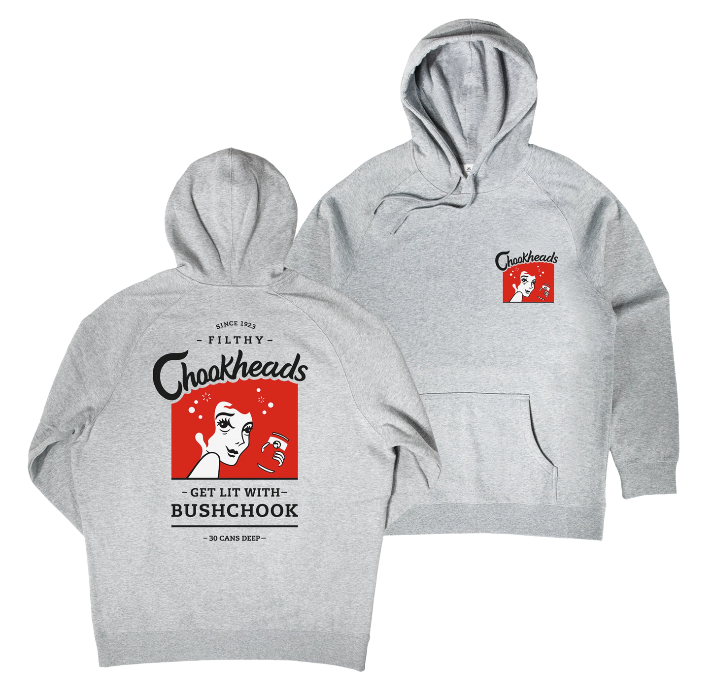 Bush Chook Chookheads Hoodie Grey