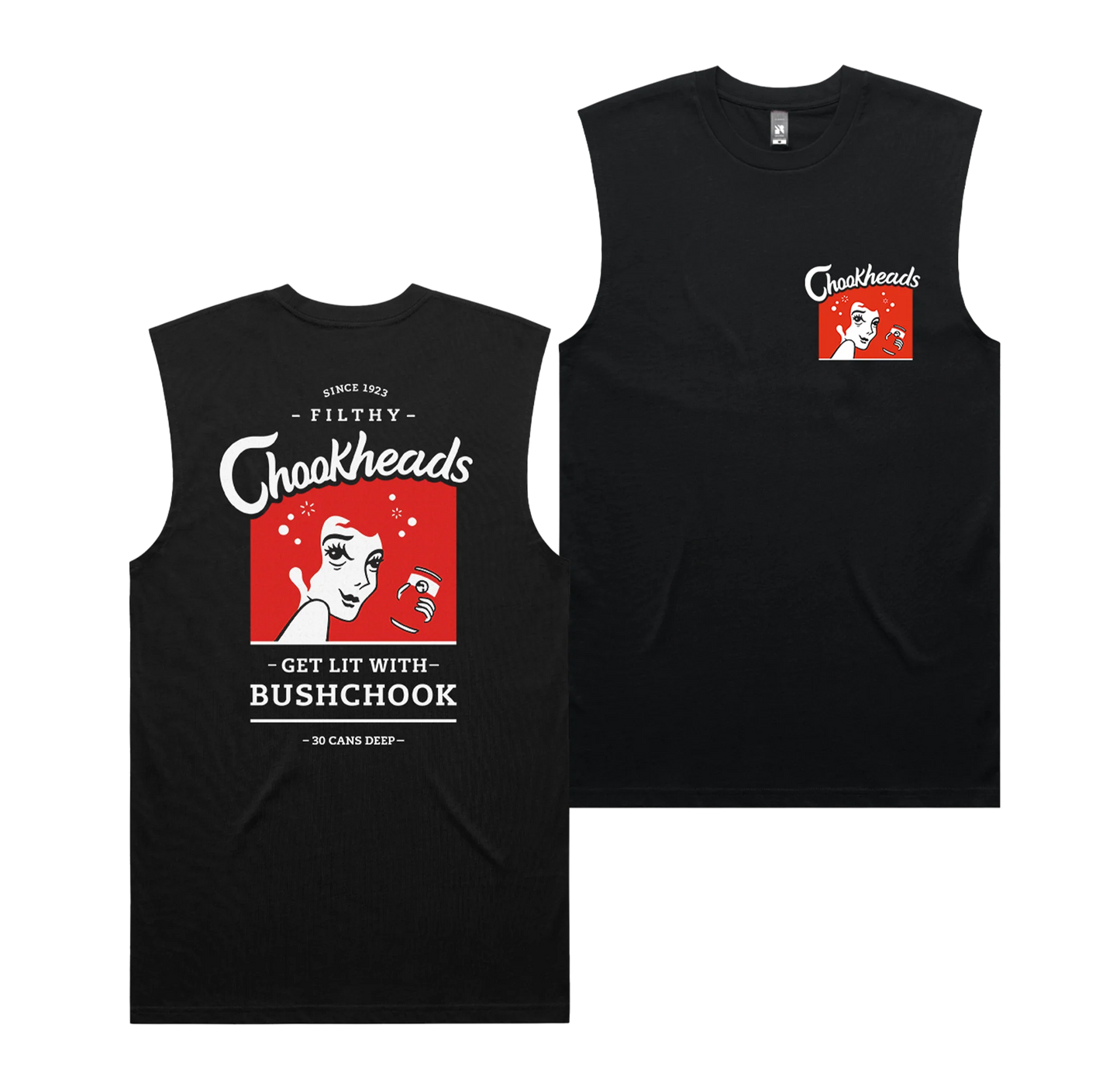 Bush Chook Chookheads Muscle Tee Black