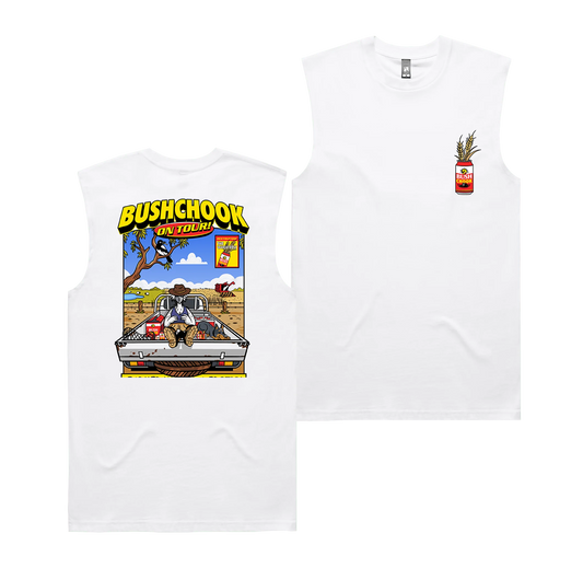 Bush Chook Chooks On Tour: Wheatbelt Muscle Tee White