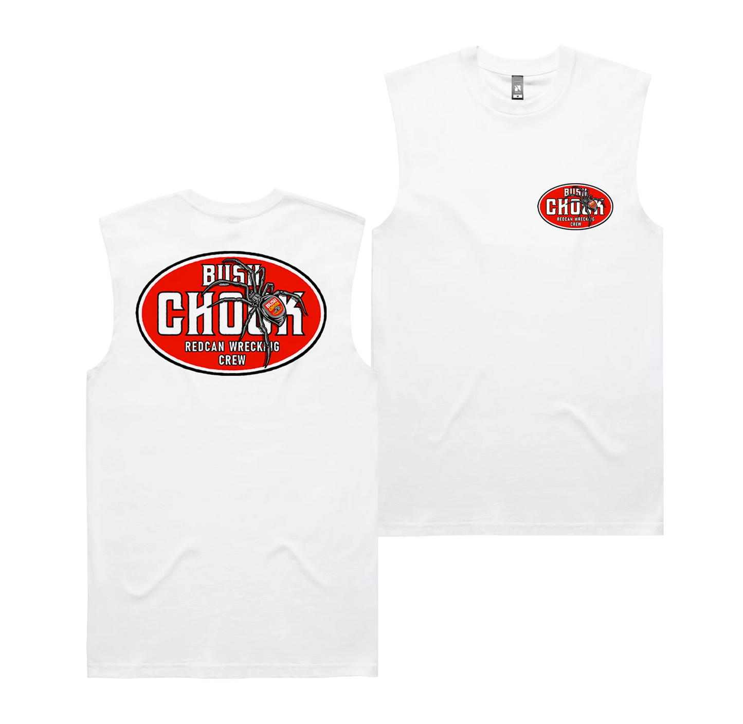 Bush Chook Redback Wreckers Muscle Tee White