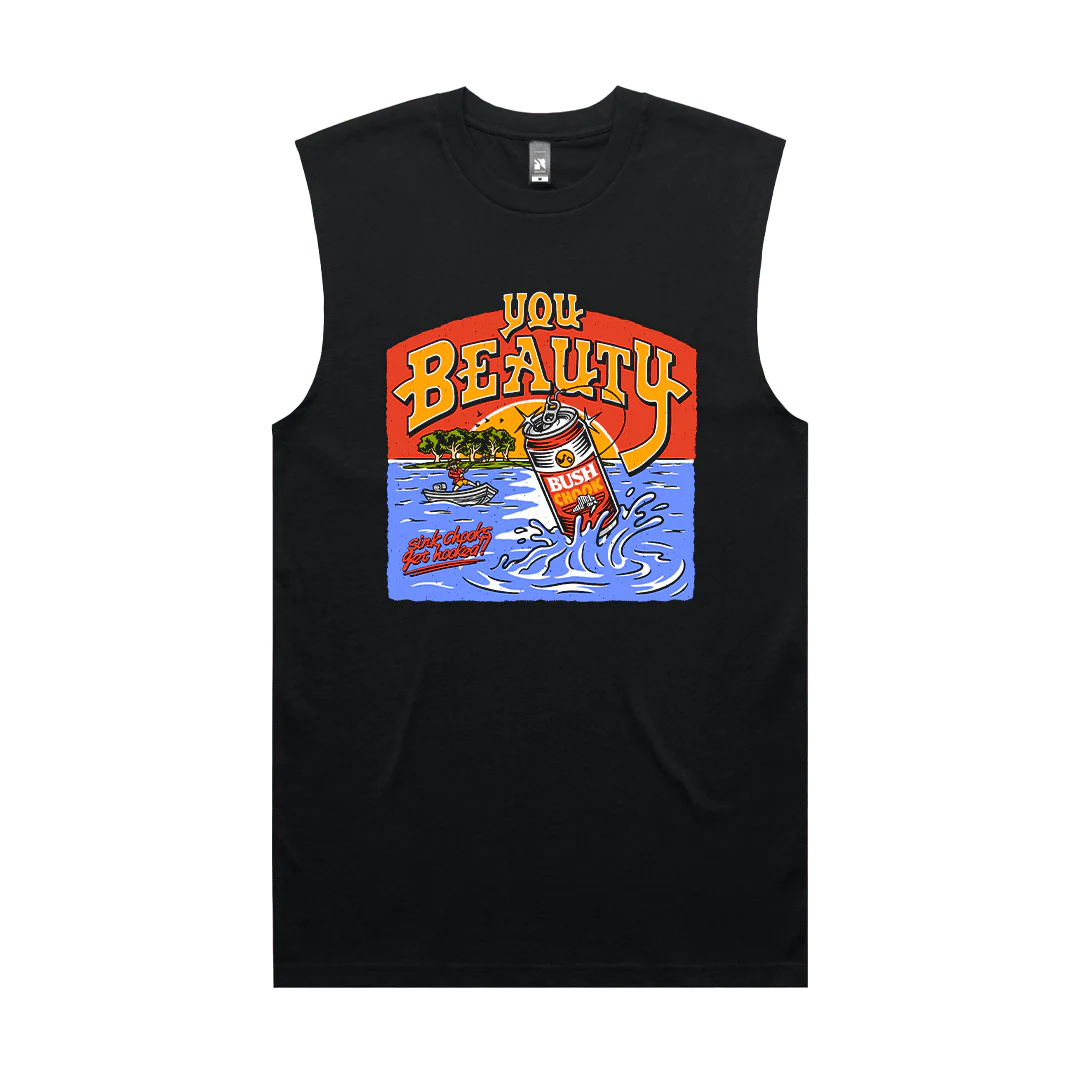 Bush Chook You Beauty Muscle Tee Black