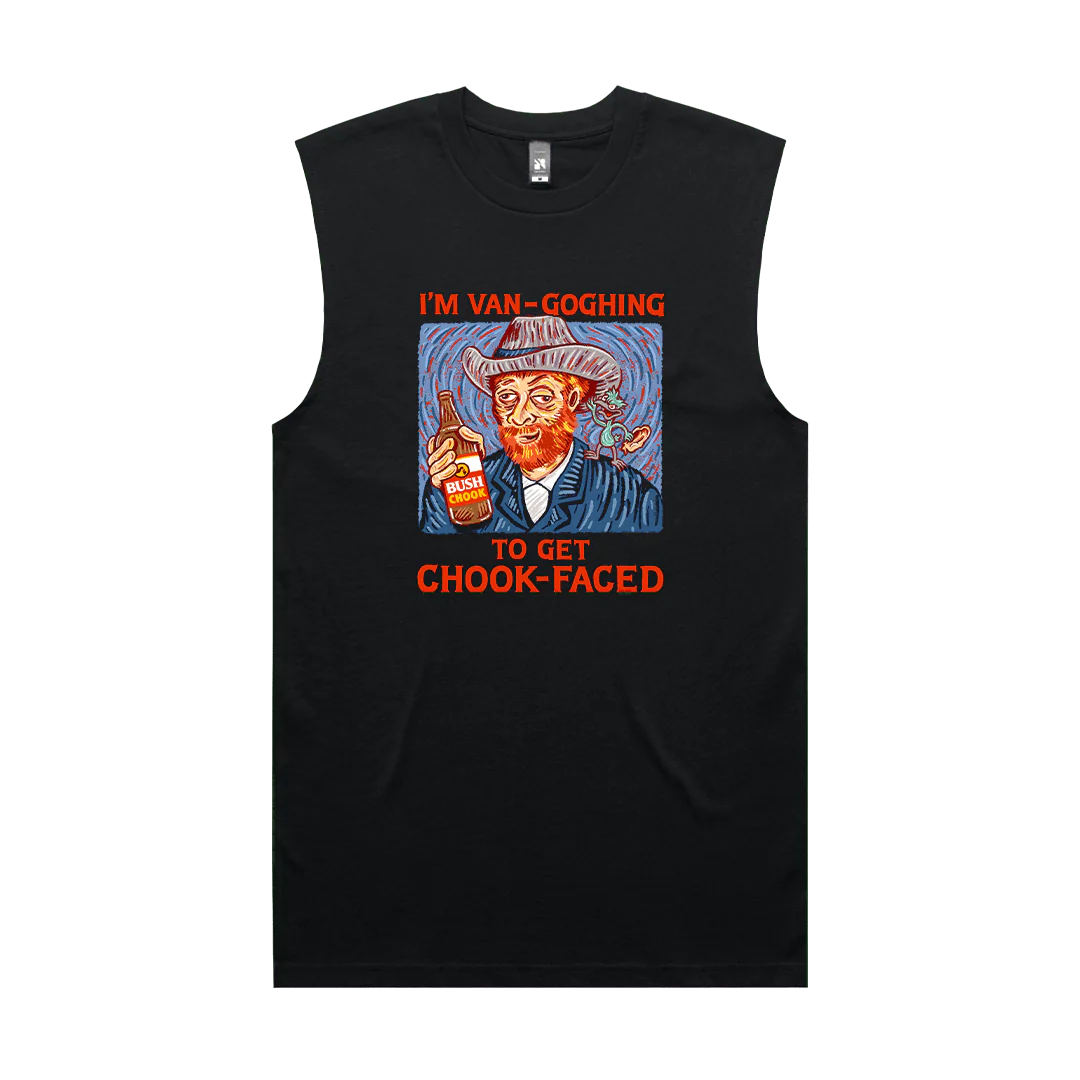 Bush Chook Self Portrait Muscle Tee Black