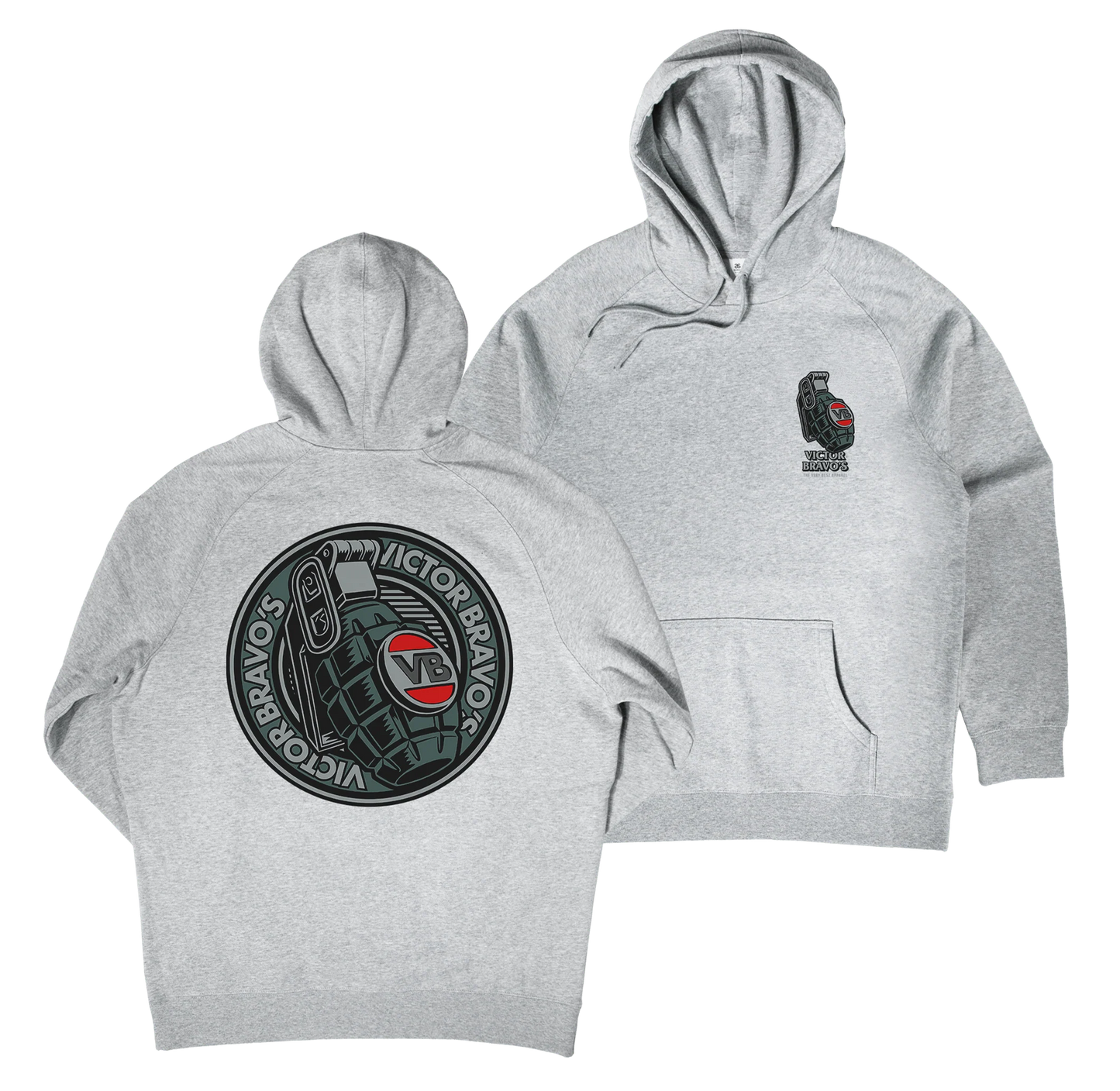 Victor Bravo’s Badge Greenade 2 Hoodie Grey