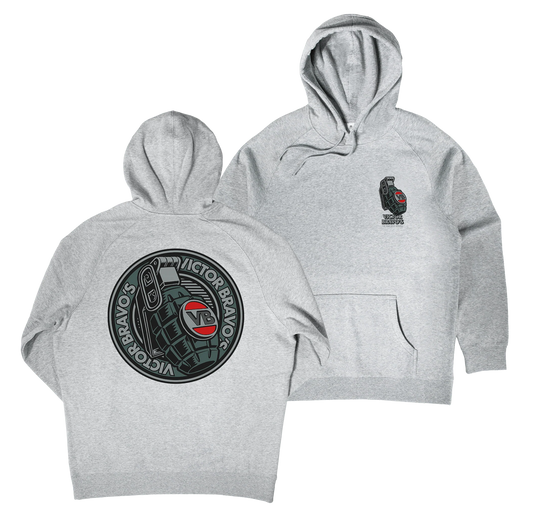 Victor Bravo’s Badge Greenade 2 Hoodie Grey