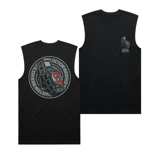Victor Bravo’s Badge Greenade 2 Muscle Tee Black