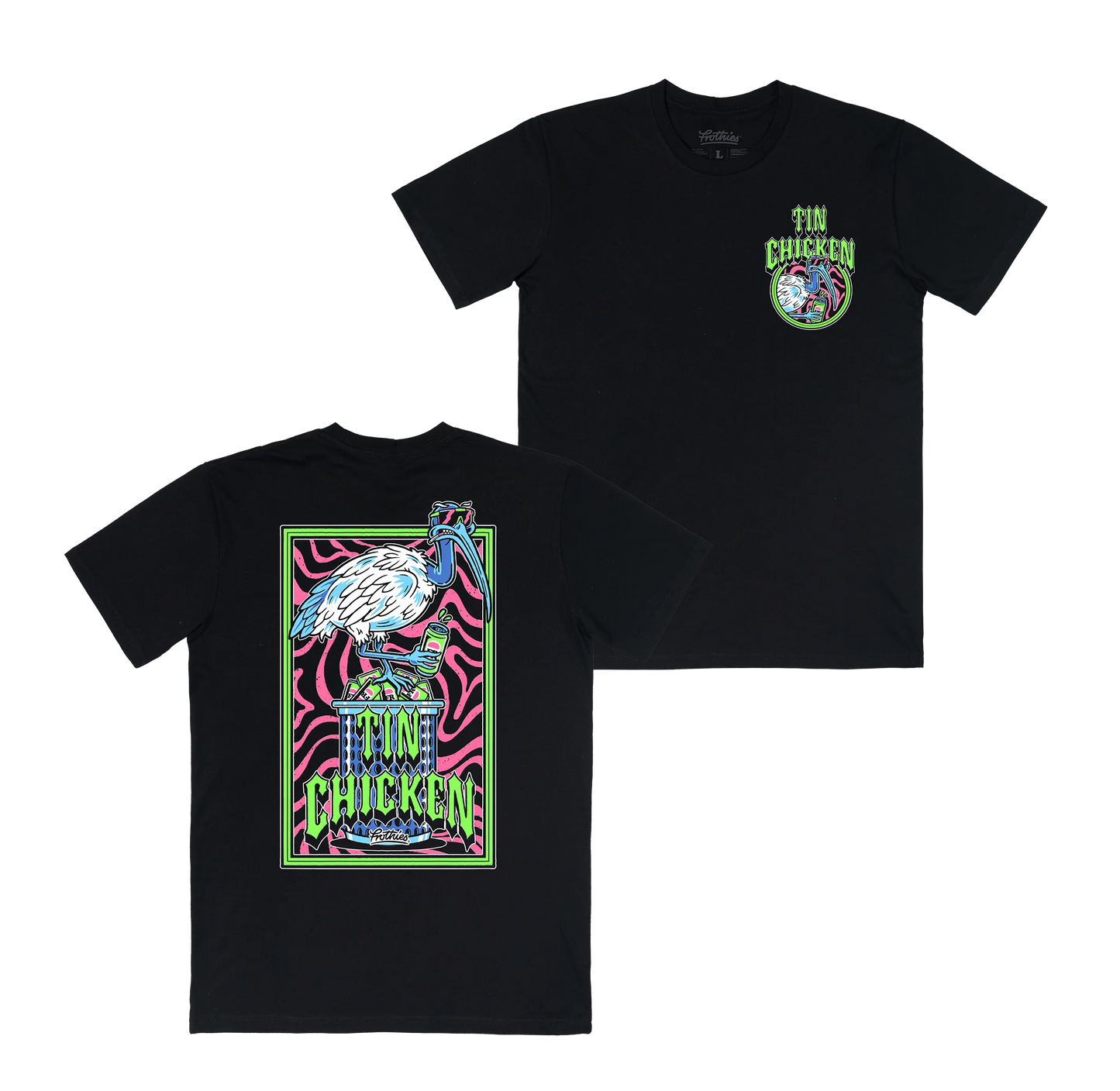 Frothies Tin Chicken Tee Black