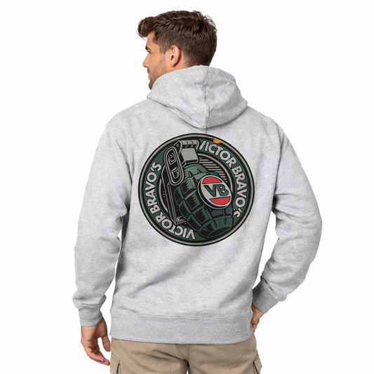 Victor Bravo’s Badge Greenade 2 Hoodie Grey