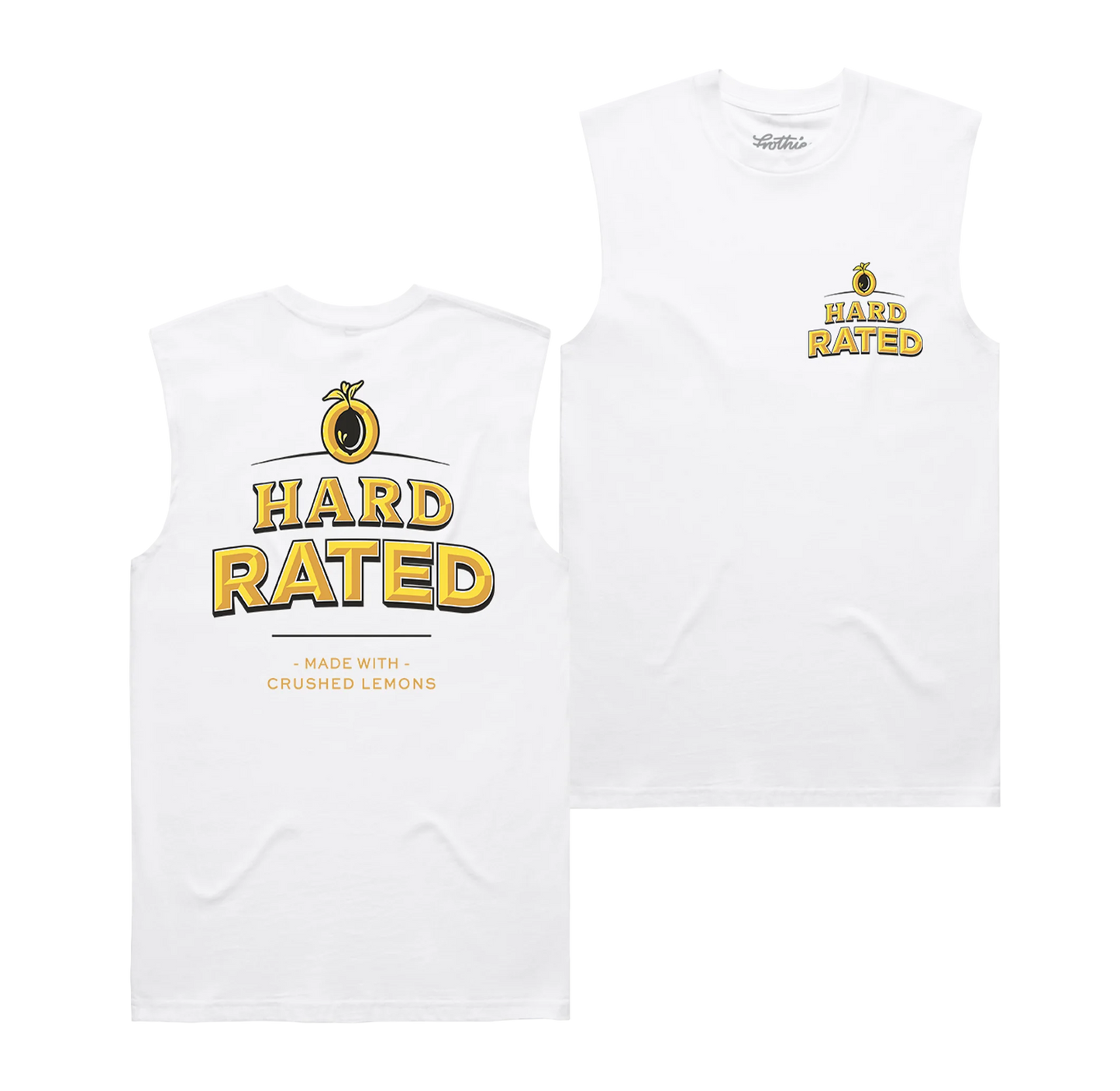 Hard Rated HR Classic Muscle Tee White