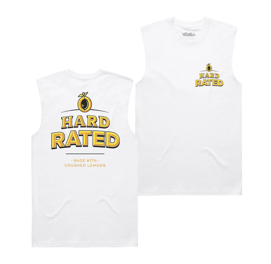 Hard Rated HR Classic Muscle Tee White